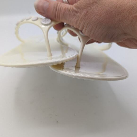 Tory Burch Jelly Studded Thongs New Ivory Color White Studs NWOT 9M - Picture 6 of 11